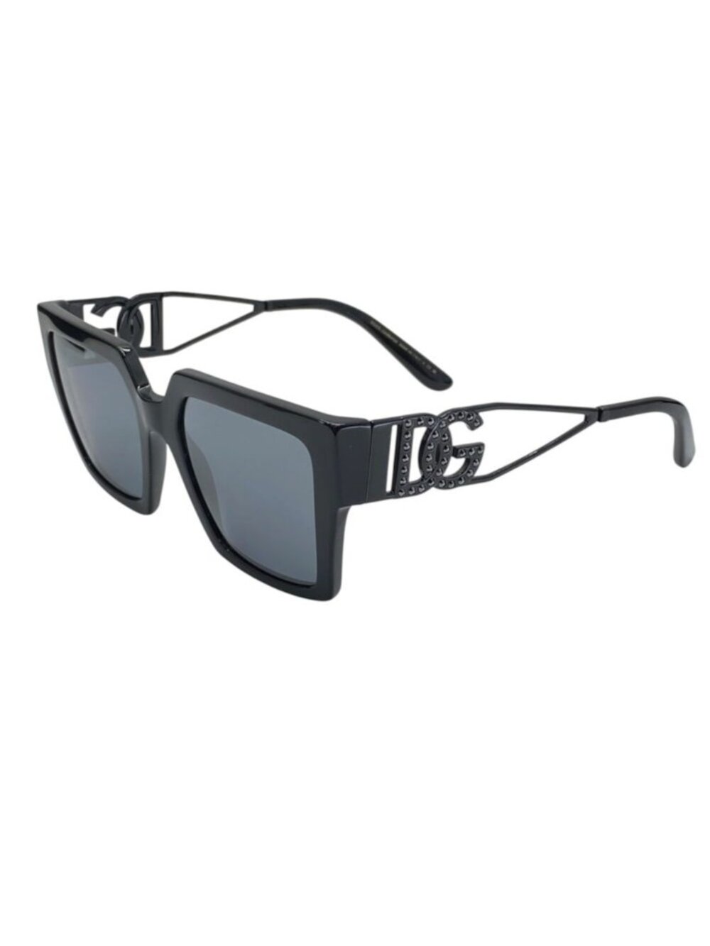 Dolce & Gabbana Sunglasses Eyewear Square Full Rim Crystal Acetate Black